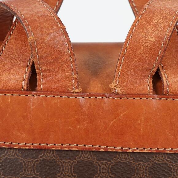 CELINE Macadam Canvas Backpack Pvc Leather Brown Gold - Picture 4 of 13